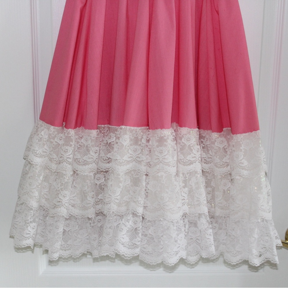 Pink & White Vintage Square Dance Dress Size 12 - Picture 2 of 11